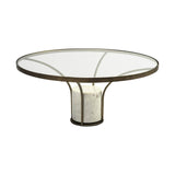 36" Clear And White and Gold Glass And Stone Round Coffee Table - Homeroots - Flyclothing LLC