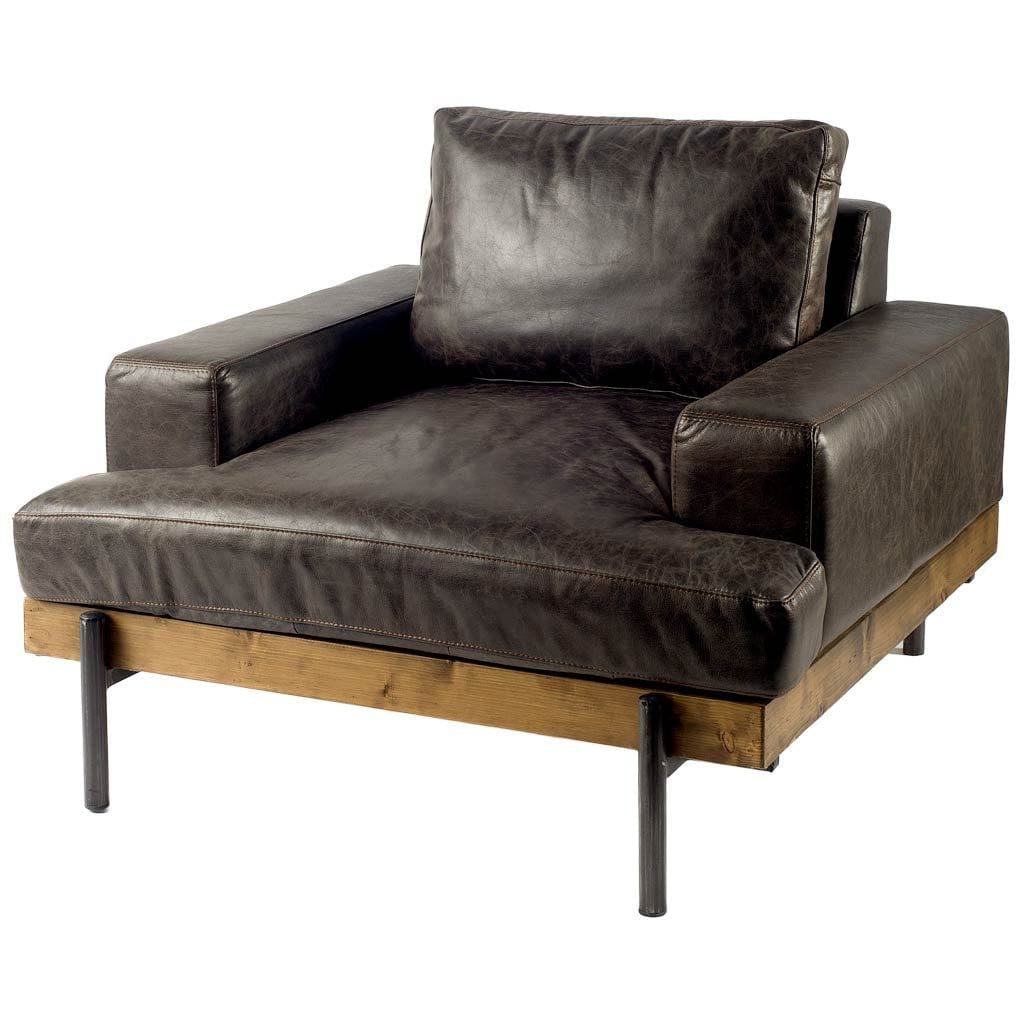 41" Black Faux Leather Distressed Club Chair - Homeroots - Flyclothing LLC