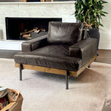 41" Black Faux Leather Distressed Club Chair - Homeroots