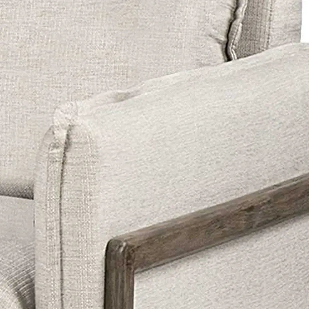 42" Cream And Wood Brown Linen Arm Chair - Homeroots - Flyclothing LLC