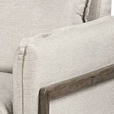 42" Cream And Wood Brown Linen Arm Chair - Homeroots - Flyclothing LLC
