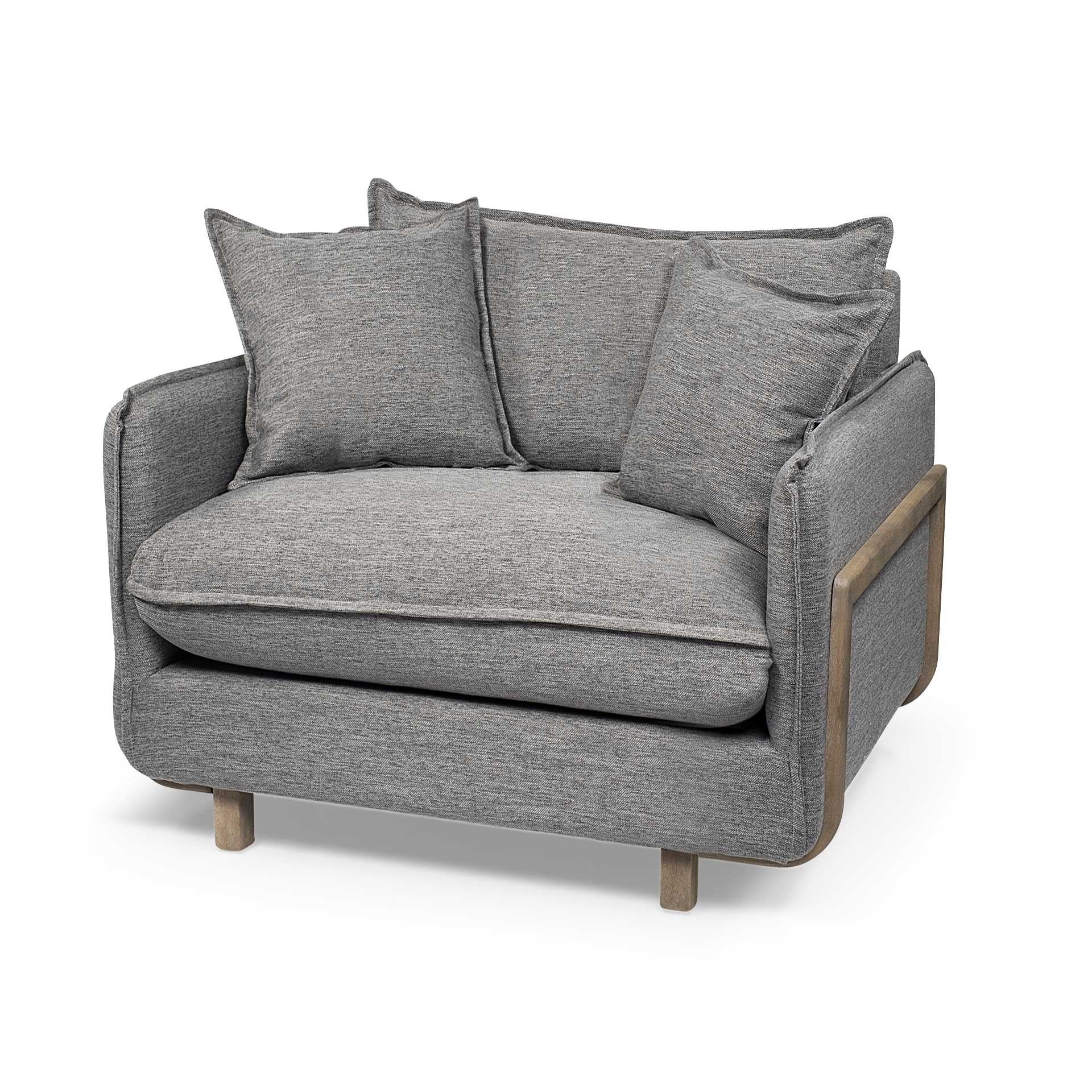 42" Gray Linen Arm Chair - Homeroots - Flyclothing LLC