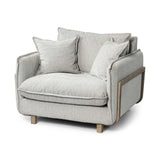 42" Gray And Wood Brown Fabric Arm Chair - Homeroots