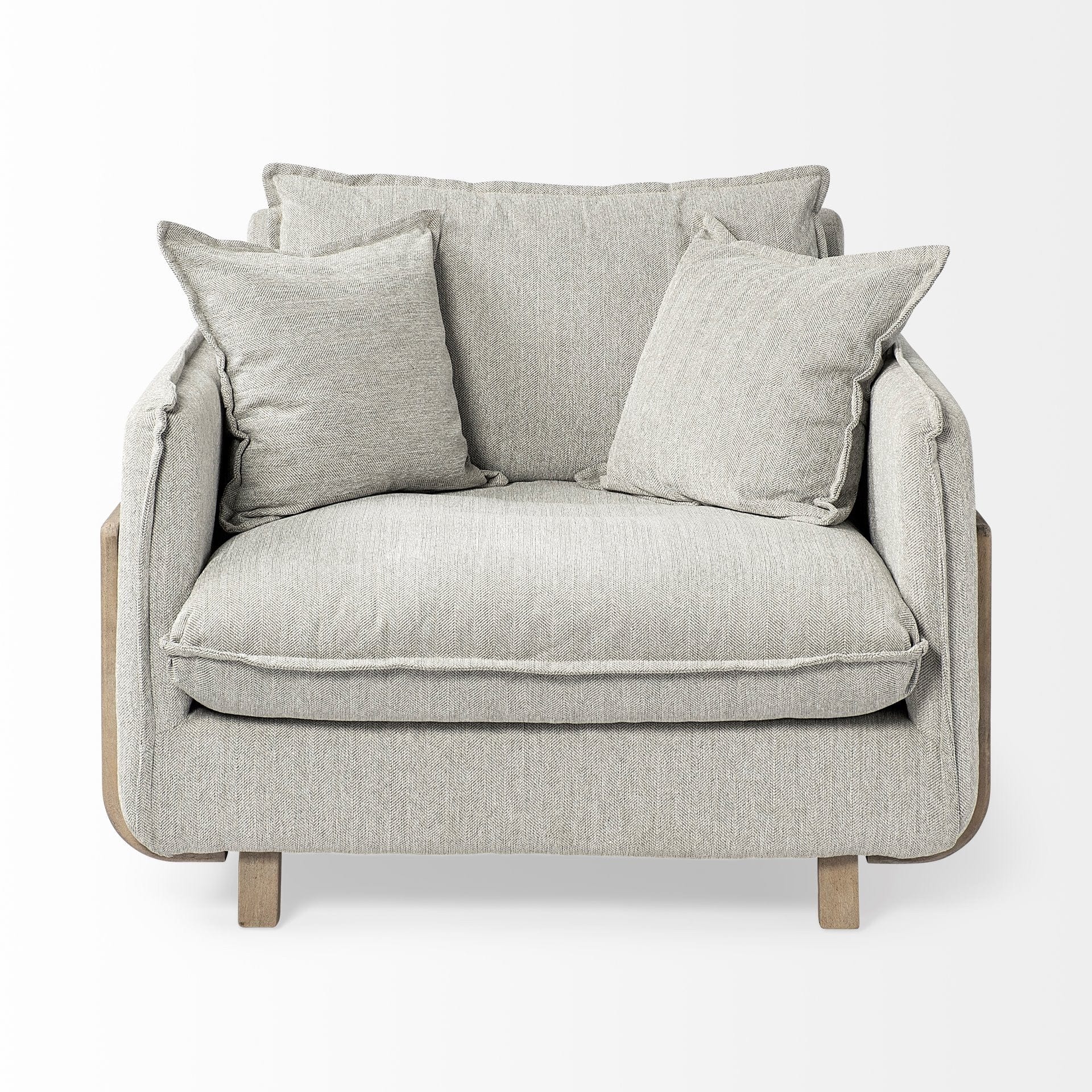 42" Gray And Wood Brown Fabric Arm Chair - Homeroots - Flyclothing LLC