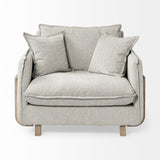 42" Gray And Wood Brown Fabric Arm Chair - Homeroots