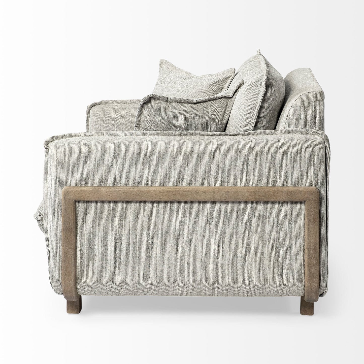 42" Gray And Wood Brown Fabric Arm Chair - Homeroots - Flyclothing LLC