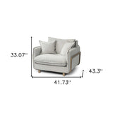 42" Gray And Wood Brown Fabric Arm Chair - Homeroots - Flyclothing LLC
