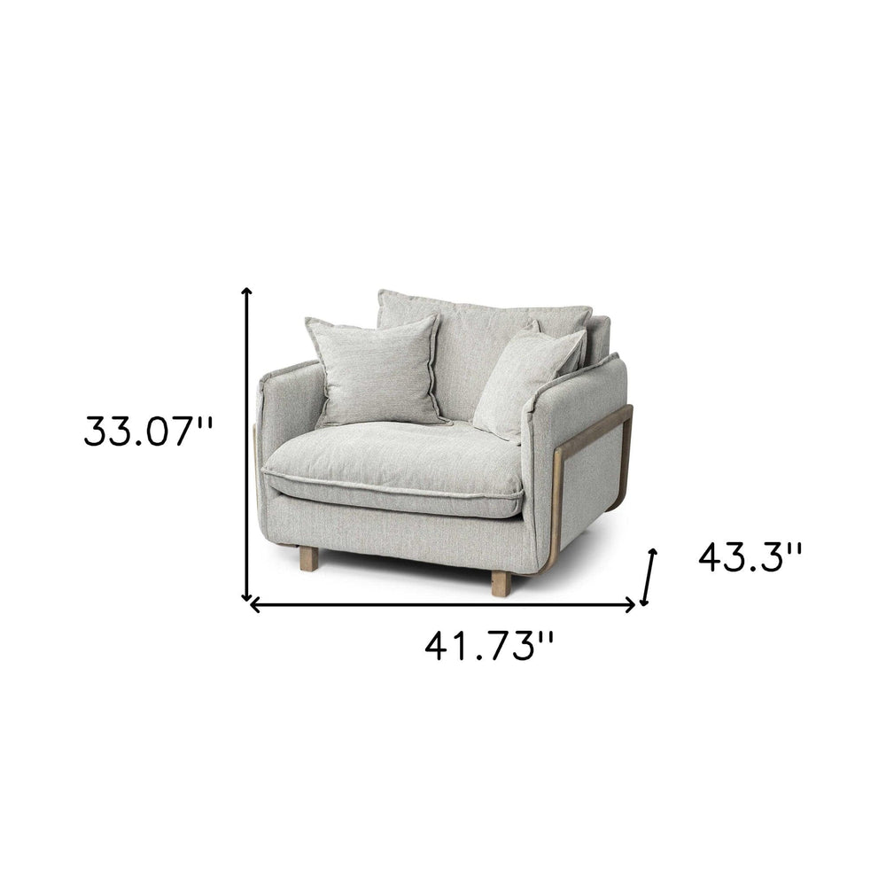 42" Gray And Wood Brown Fabric Arm Chair - Homeroots