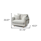 42" Gray And Wood Brown Fabric Arm Chair - Homeroots