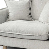 42" Gray And Wood Brown Fabric Arm Chair - Homeroots