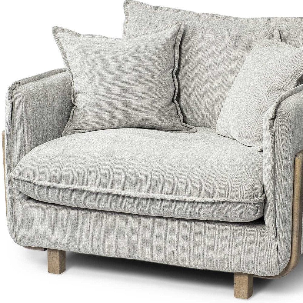 42" Gray And Wood Brown Fabric Arm Chair - Homeroots