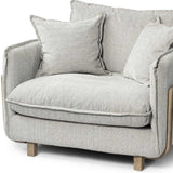 42" Gray And Wood Brown Fabric Arm Chair - Homeroots