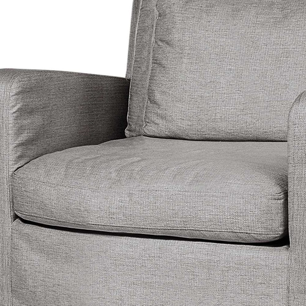 38" Gray And Wood Brown Linen Arm Chair - Homeroots - Flyclothing LLC
