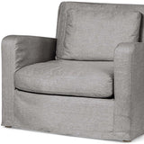 38" Gray And Wood Brown Linen Arm Chair - Homeroots