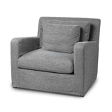 38" Gray And Wood Brown Linen Arm Chair - Homeroots - Flyclothing LLC