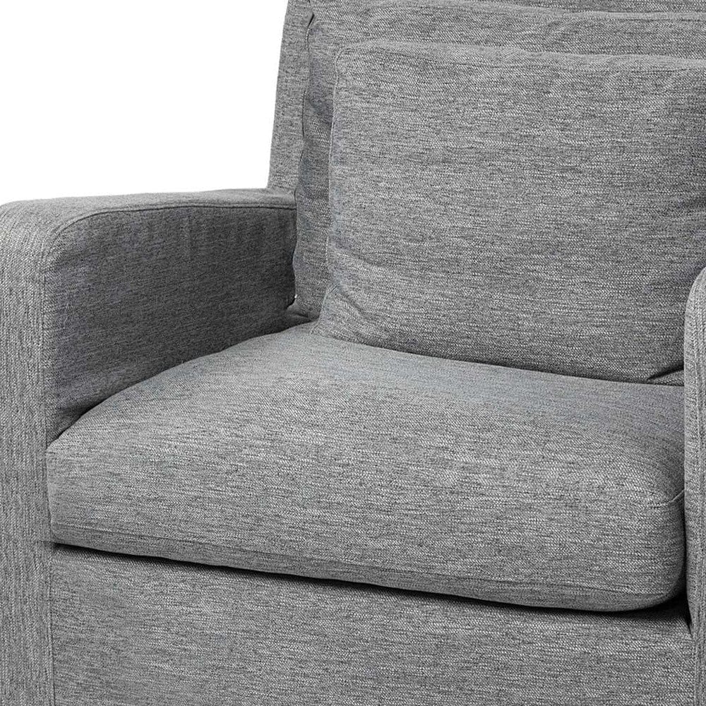 38" Gray And Wood Brown Linen Arm Chair - Homeroots - Flyclothing LLC