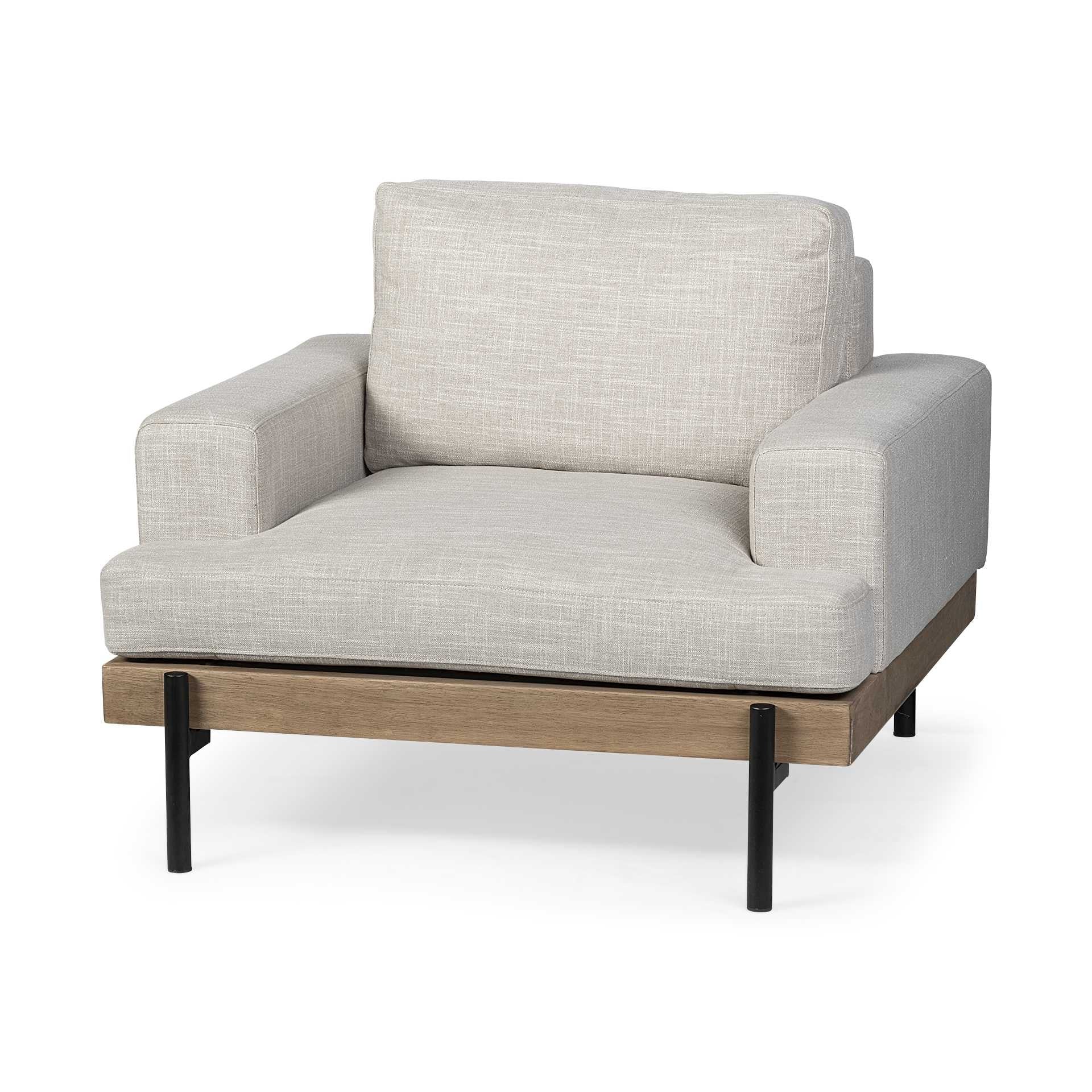 41" Cream And Black Fabric Arm Chair - Homeroots - Flyclothing LLC