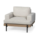 41" Cream And Black Fabric Arm Chair - Homeroots