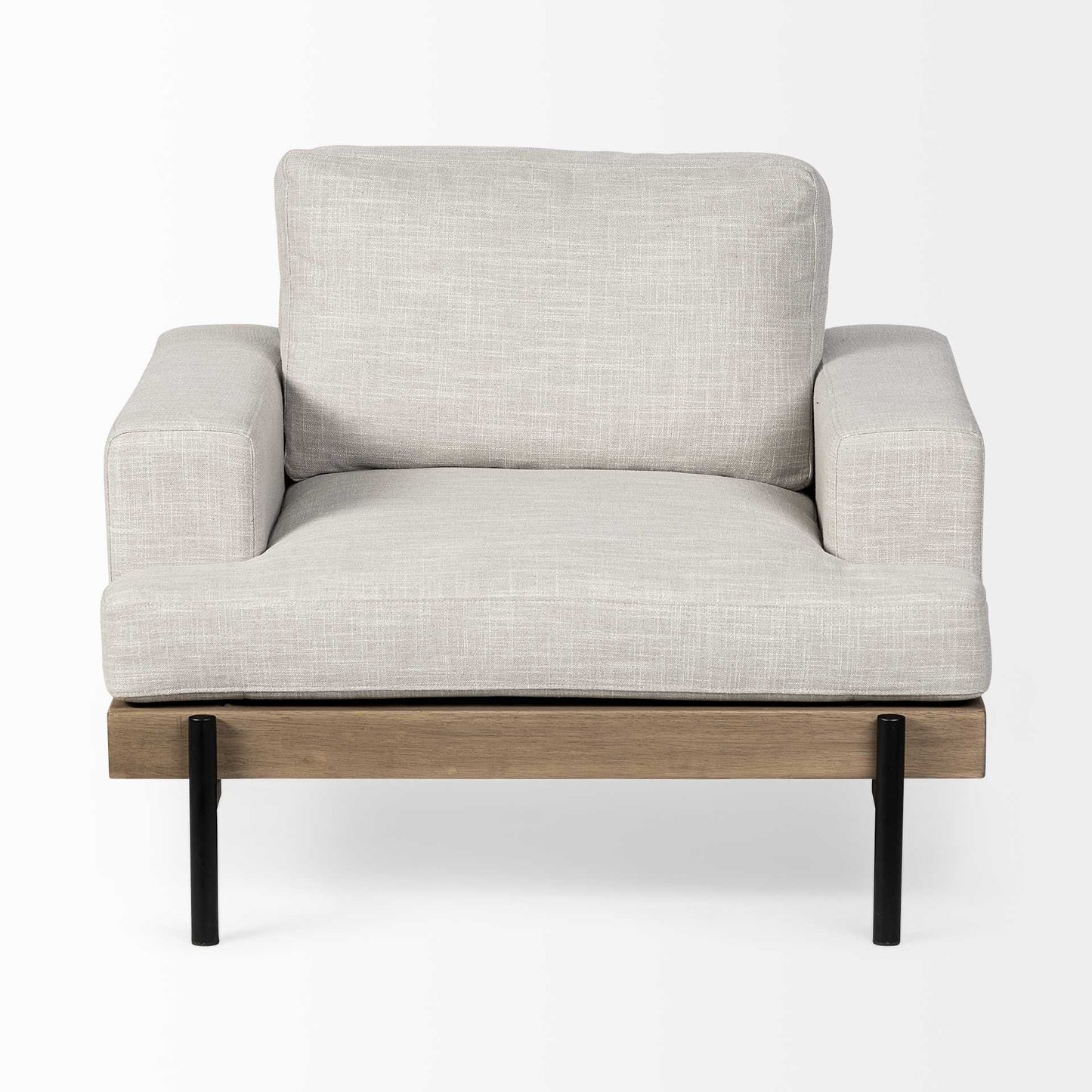 41" Cream And Black Fabric Arm Chair - Homeroots - Flyclothing LLC