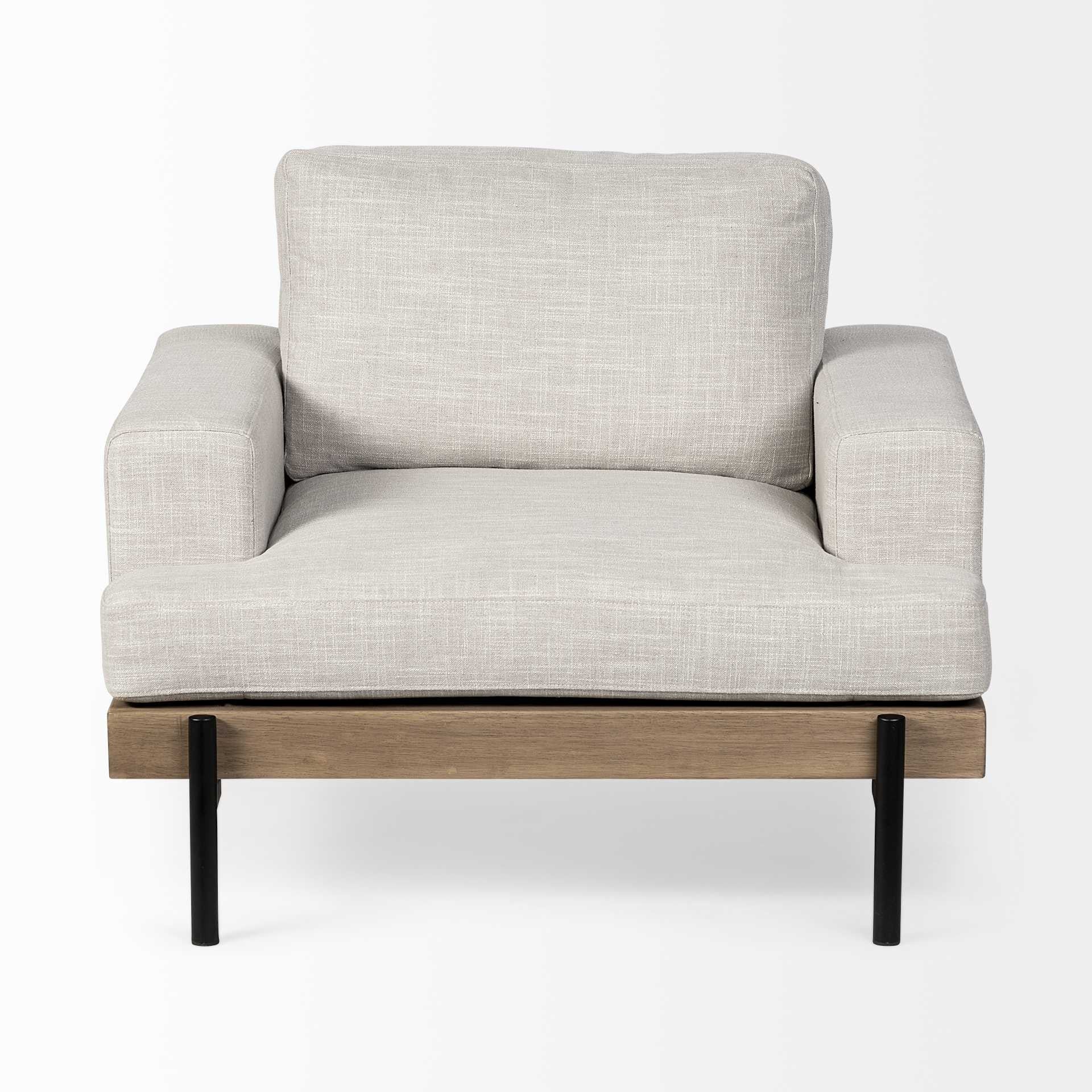 41" Cream And Black Fabric Arm Chair - Homeroots - Flyclothing LLC