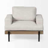 41" Cream And Black Fabric Arm Chair - Homeroots