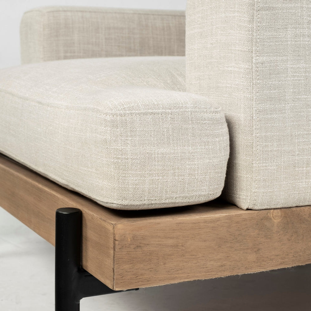 41" Cream And Black Fabric Arm Chair - Homeroots