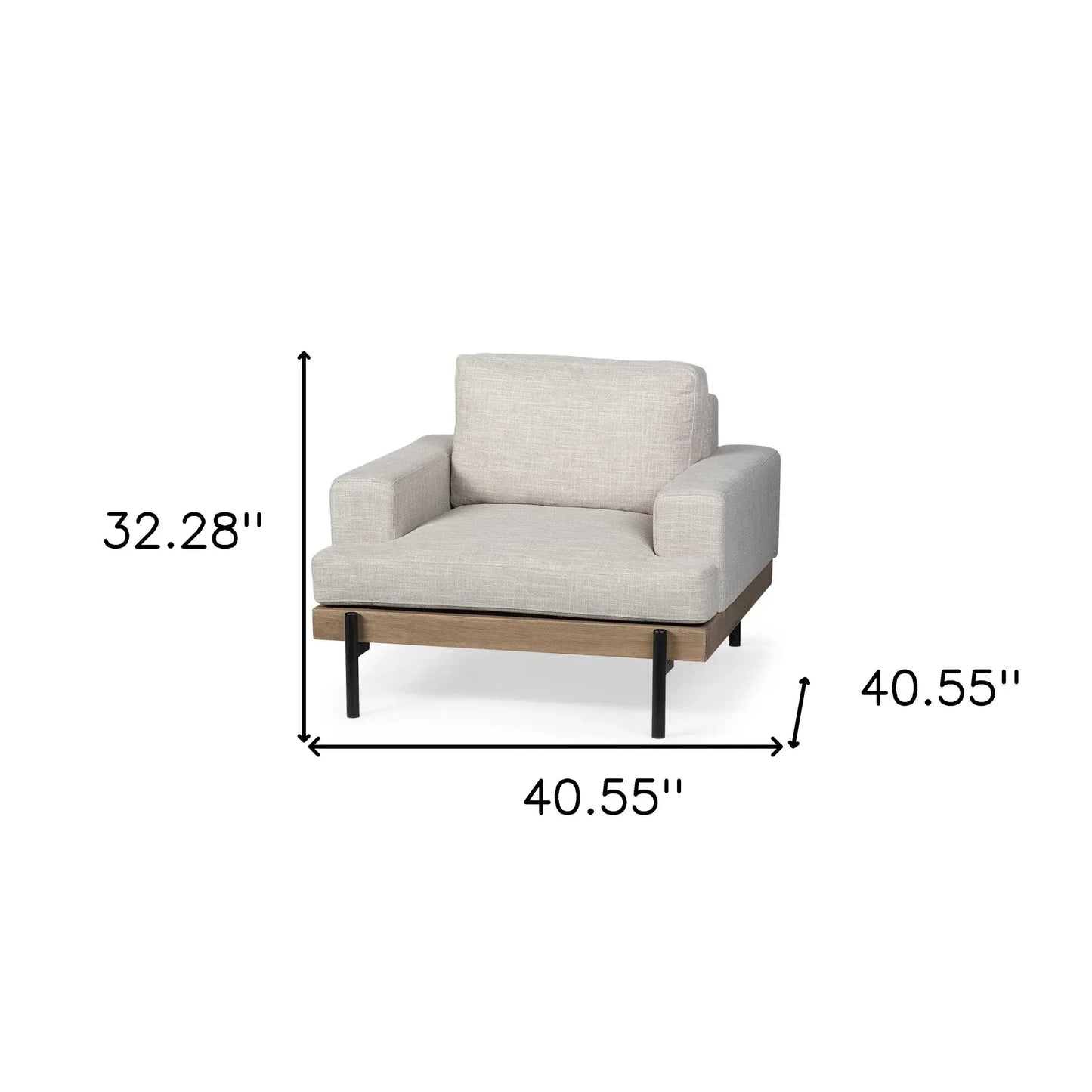 41" Cream And Black Fabric Arm Chair - Homeroots - Flyclothing LLC
