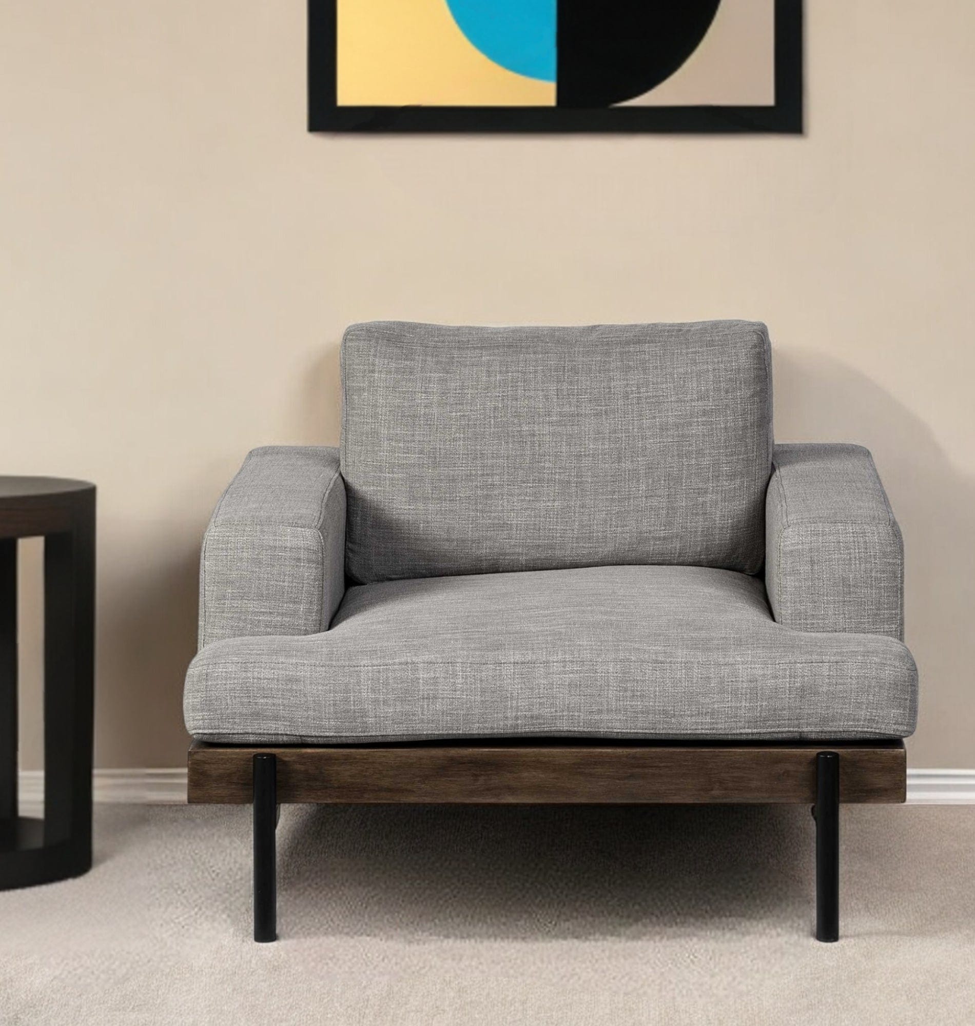 41" Gray And Black Fabric Club Chair - Homeroots - Flyclothing LLC