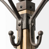 Black Metal And Wooden Coat Rack With Multiple Hooks - Homeroots - Flyclothing LLC