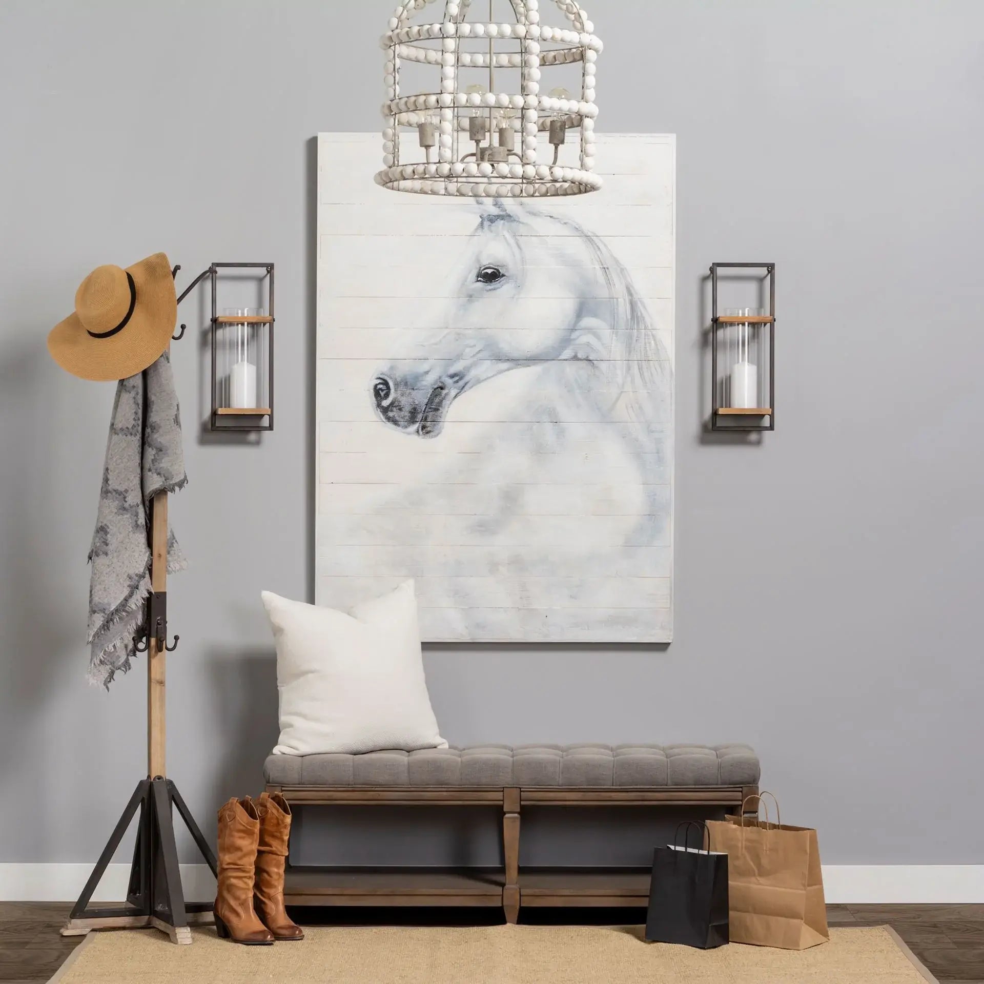Black Metal And Wooden Coat Rack With Multiple Hooks - Homeroots - Flyclothing LLC