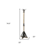 Black Metal And Wooden Coat Rack With Multiple Hooks - Homeroots - Flyclothing LLC