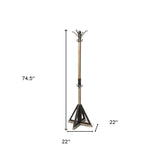 Black Metal And Wooden Coat Rack With Multiple Hooks - Homeroots - Flyclothing LLC