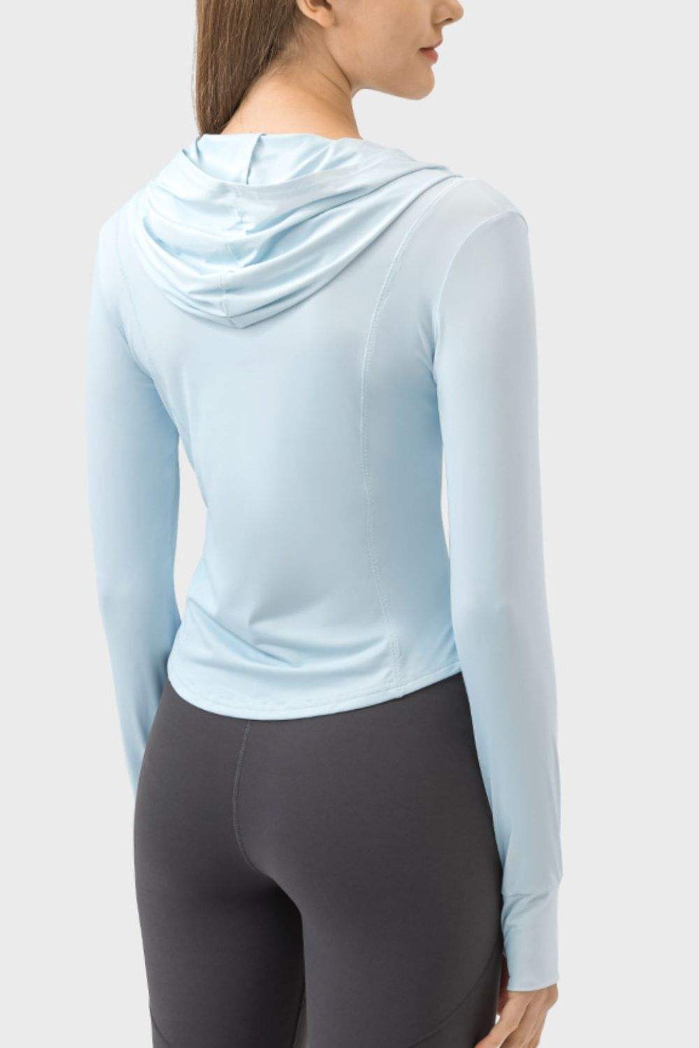 Pocketed Zip Up Hooded Long Sleeve Active Outerwear - Trendsi - Flyclothing LLC