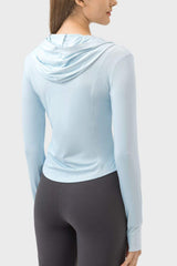 Pocketed Zip Up Hooded Long Sleeve Active Outerwear - Trendsi - Flyclothing LLC