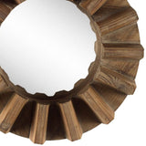 Sprocket 17" Round Walnut Finish Frame Wall Mirror - Homeroots - Flyclothing LLC