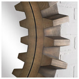 26" Round Brown Wood Frame Wall Mirror - Homeroots