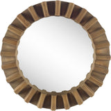 26" Round Brown Wood Frame Wall Mirror - Homeroots - Flyclothing LLC