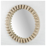 35" Round Natural Brown Wood Frame Wall Mirror - Homeroots - Flyclothing LLC