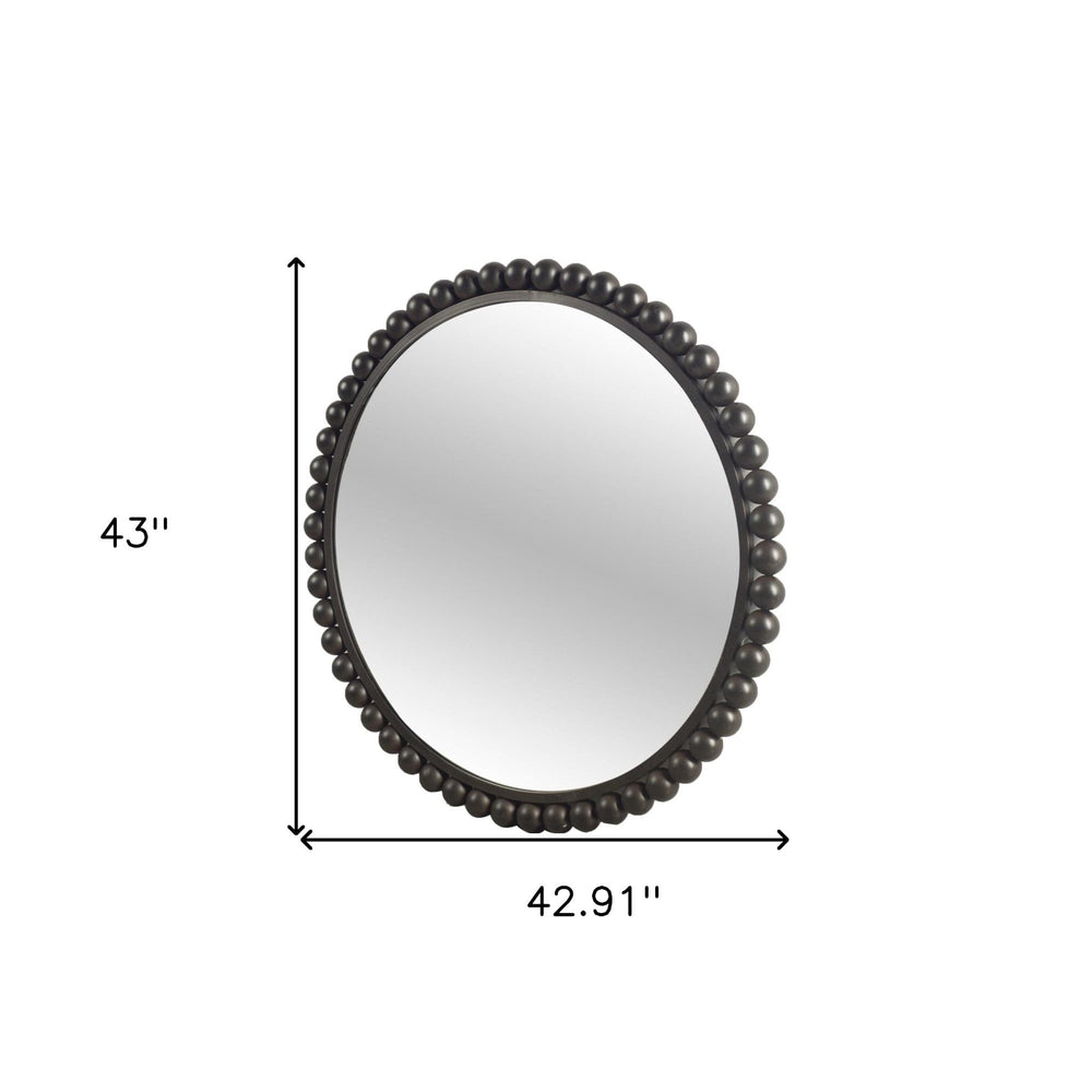 43" Round Black Metal Ball Frame Wall Mirror - Homeroots - Flyclothing LLC