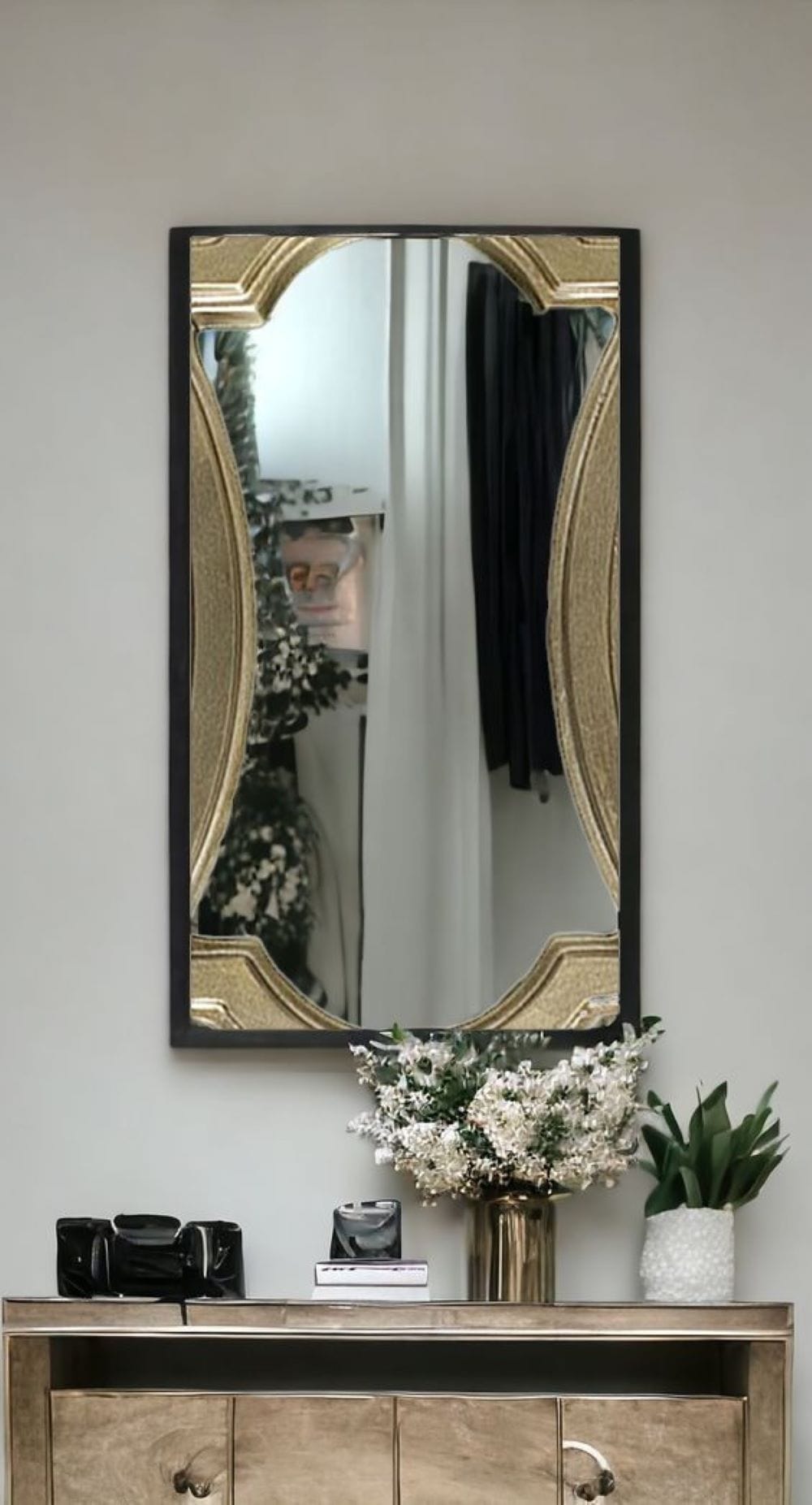16" Gold Abstract Wood Framed Accent Mirror - Homeroots - Flyclothing LLC