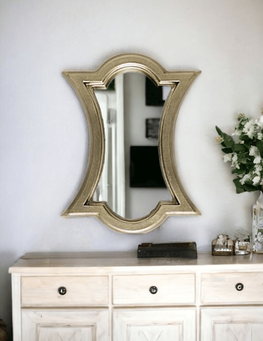 16" Gold Abstract Wood Framed Accent Mirror - Homeroots - Flyclothing LLC