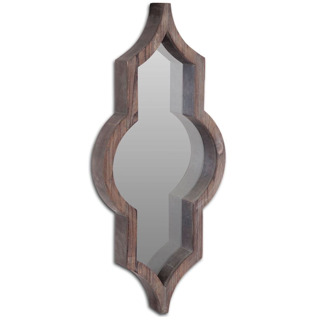 34" Dark Brown Novelty Framed Accent Mirror - Homeroots