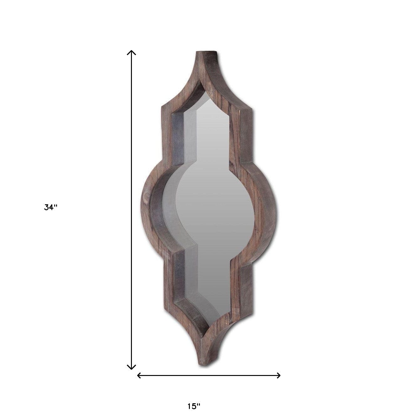 34" Dark Brown Novelty Framed Accent Mirror - Homeroots
