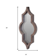 34" Dark Brown Novelty Framed Accent Mirror - Homeroots