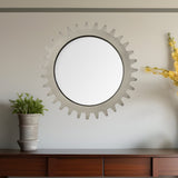 26" Round Grey Wood Frame Wall Mirror - Homeroots
