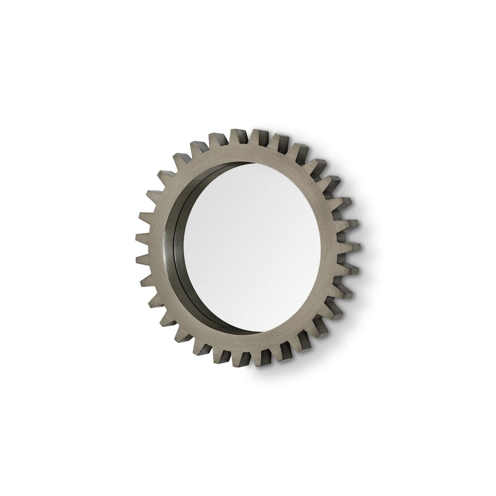 26" Round Grey Wood Frame Wall Mirror - Homeroots