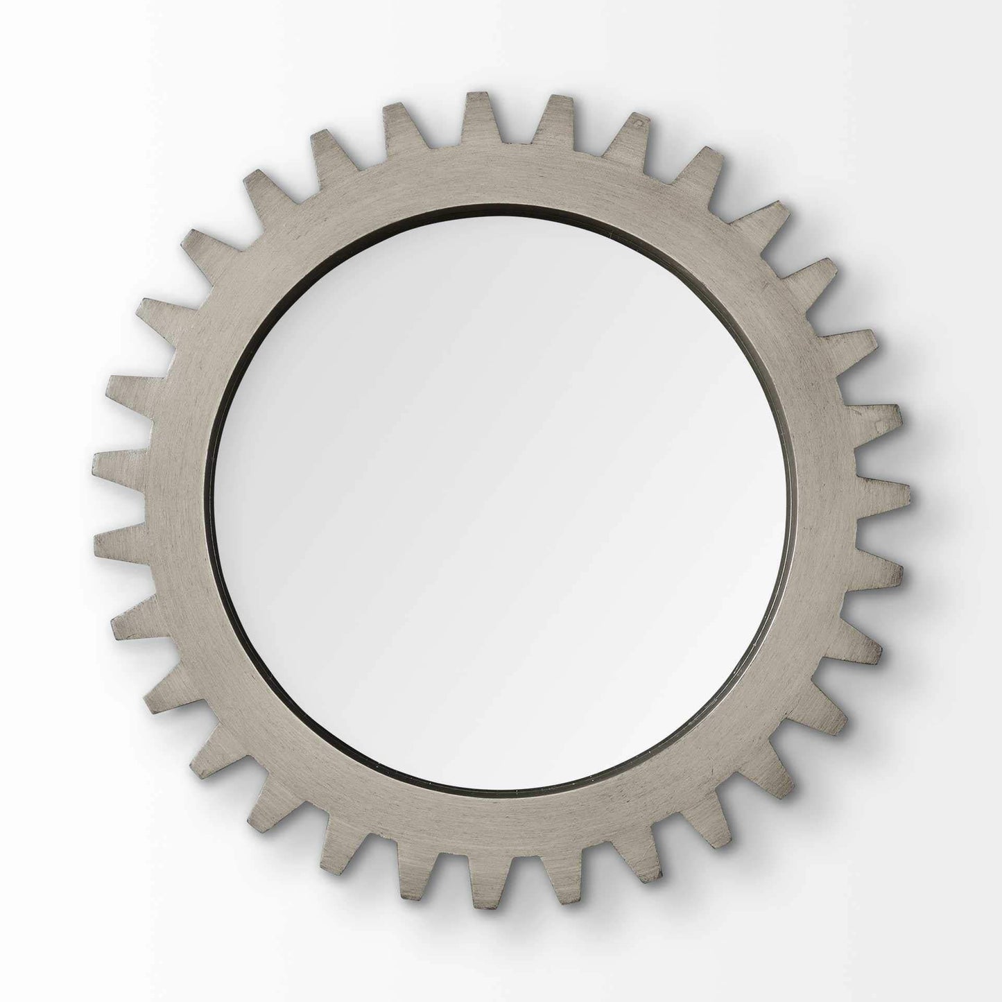 26" Round Grey Wood Frame Wall Mirror - Homeroots - Flyclothing LLC