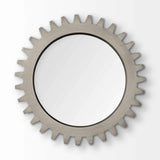26" Round Grey Wood Frame Wall Mirror - Homeroots - Flyclothing LLC