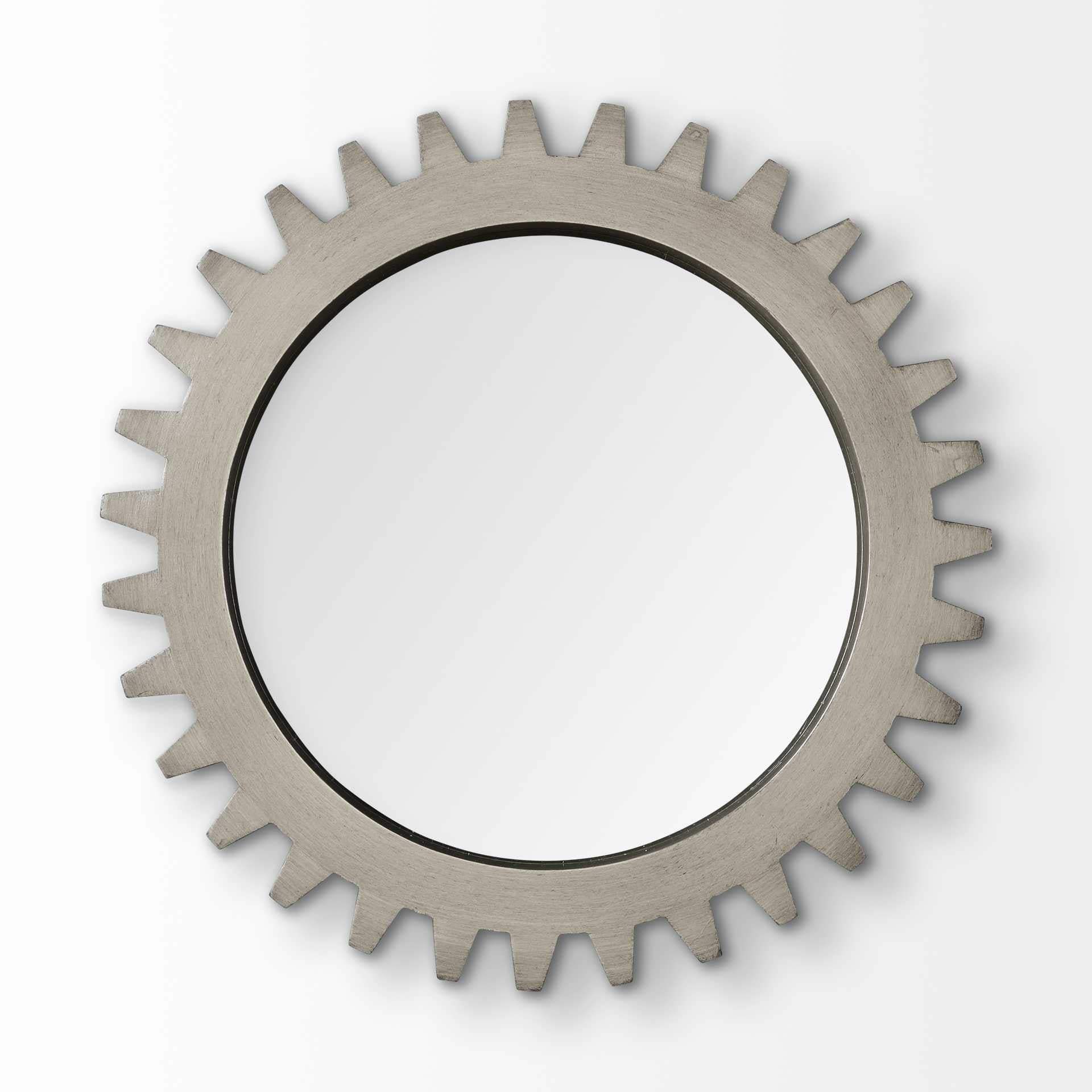 26" Round Grey Wood Frame Wall Mirror - Homeroots - Flyclothing LLC