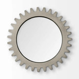 26" Round Grey Wood Frame Wall Mirror - Homeroots